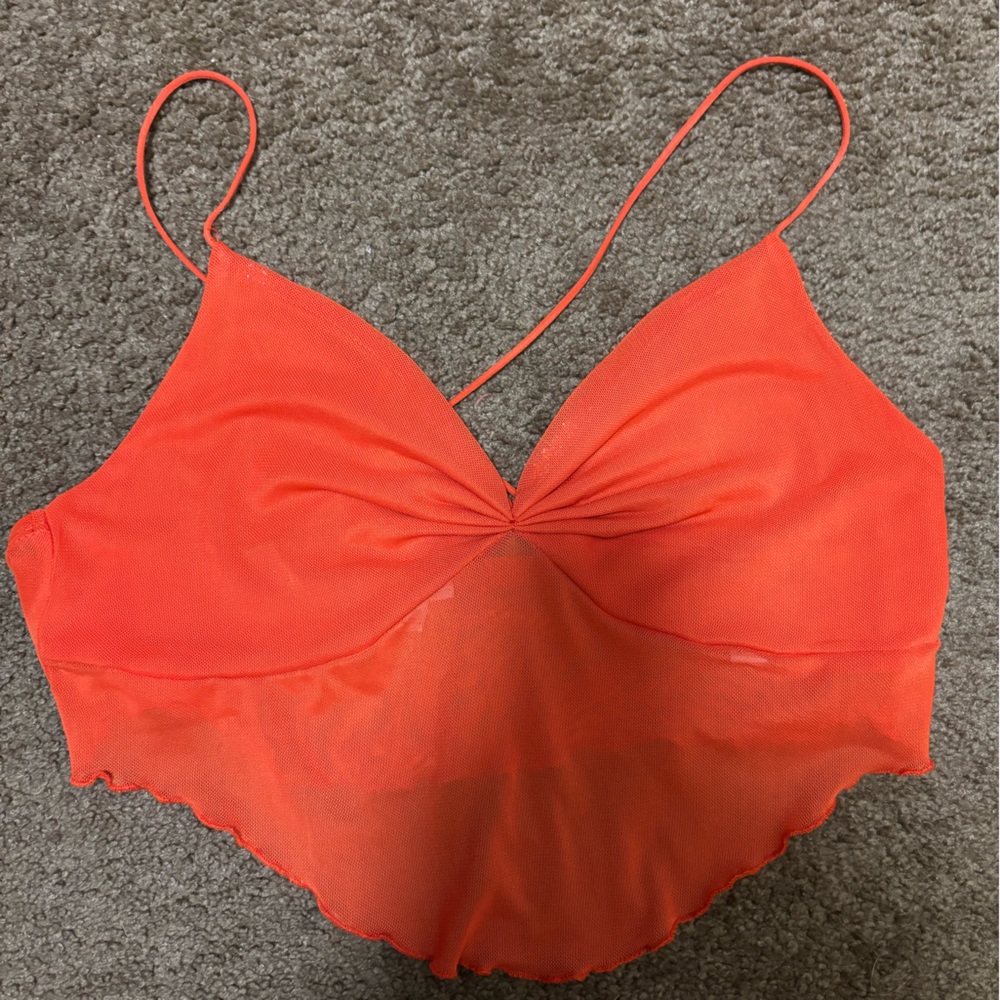 Garage Bright Red/Orange Strappy Top